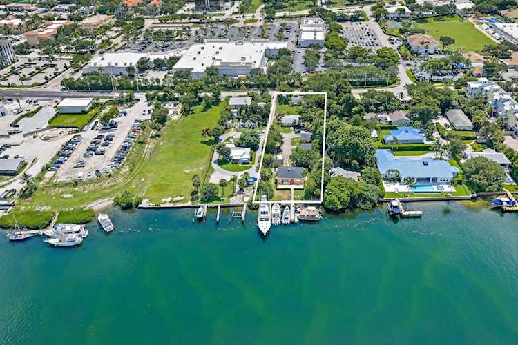 11213 Ellison Wilson Road — aerial with property boundary, Intracoastal waterfront