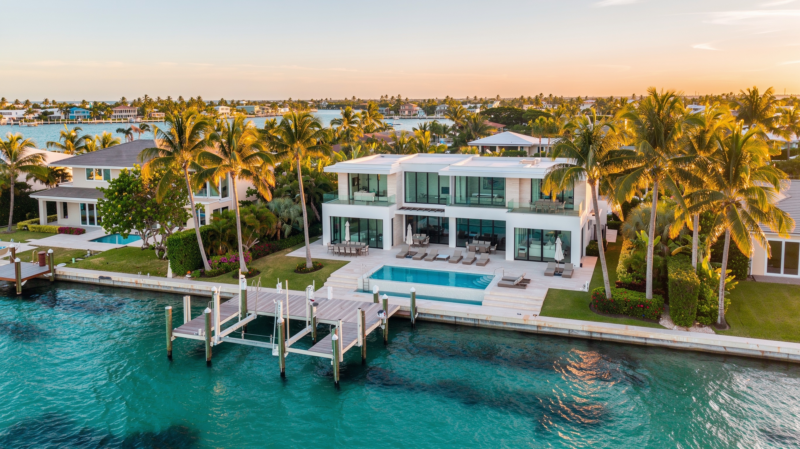 Luxury waterfront home with private dock in South Florida